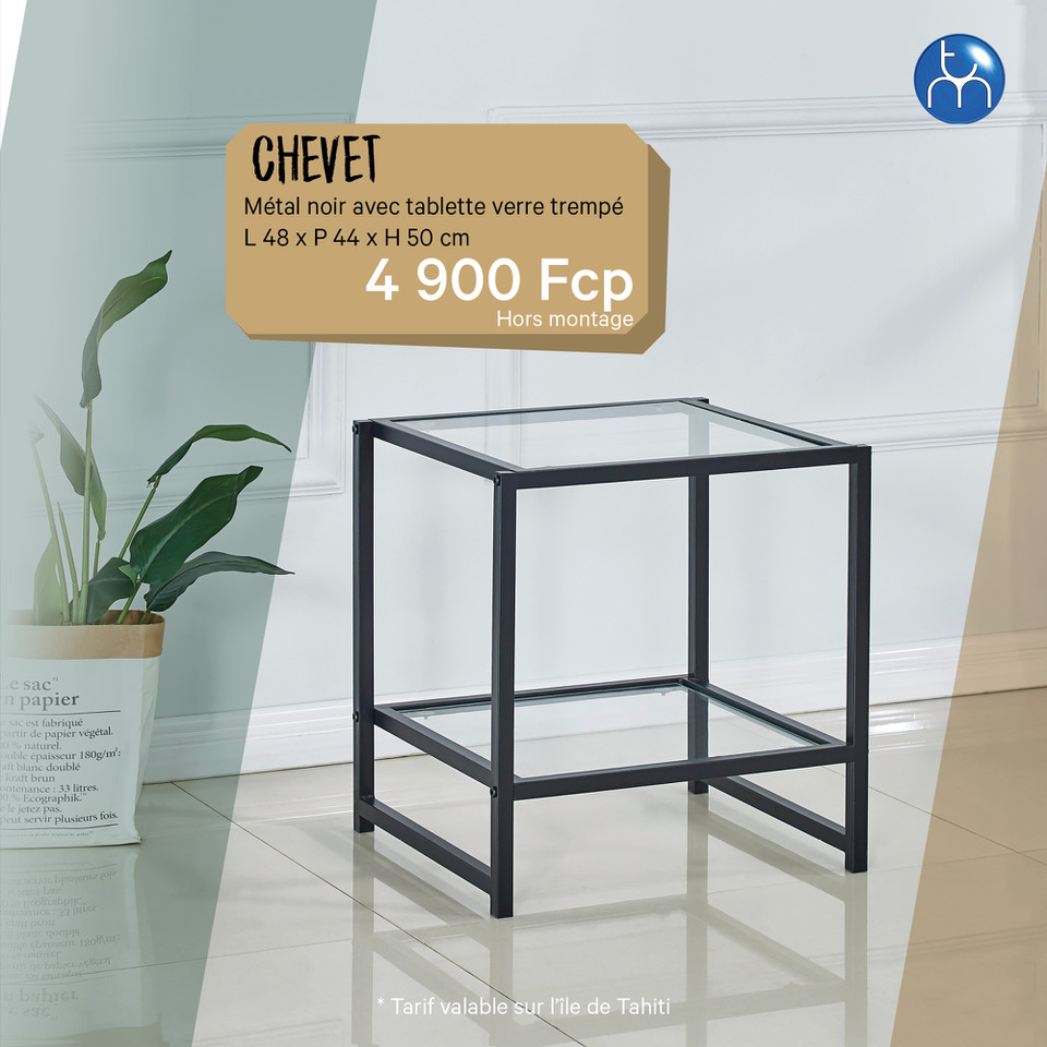 CHEVET METAL VERRE